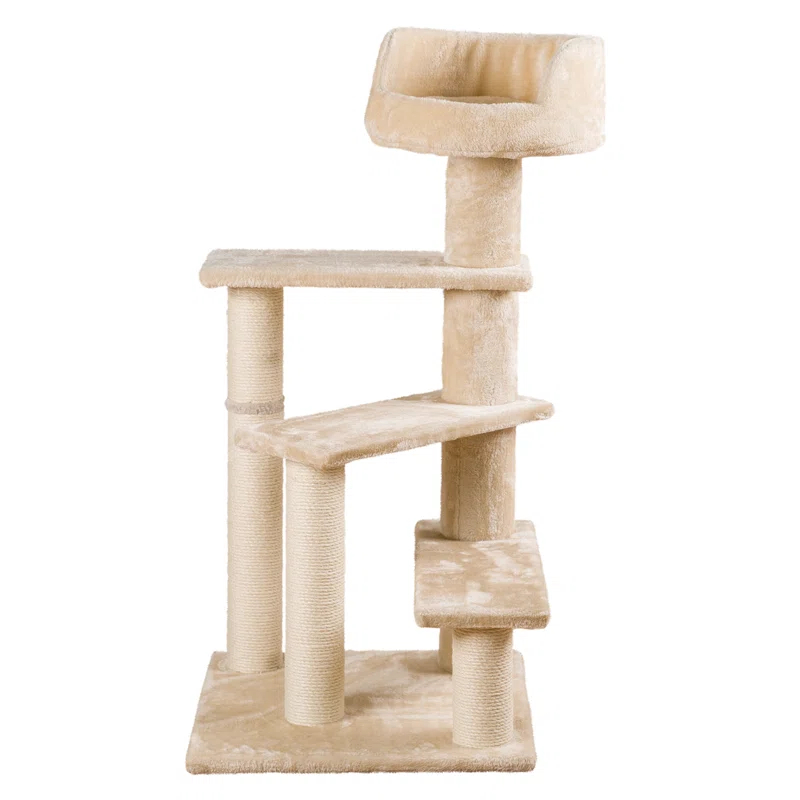 TRIXIE Tulia Senior 40.2" Cat Tower, 4-Level Cat Tree, Sisal Scratching Posts, Plush Platforms, Top Platform Bed