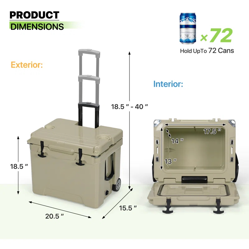 Magshion 40 Portable Refrigerated Box Outdoor With Wheels Retractable Pull Rod