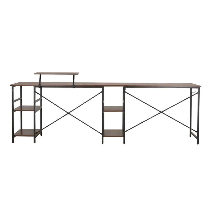 Inbox Zero Techni Mobili L-Shape Industrial Desk With Storage Shelves | Wayfair