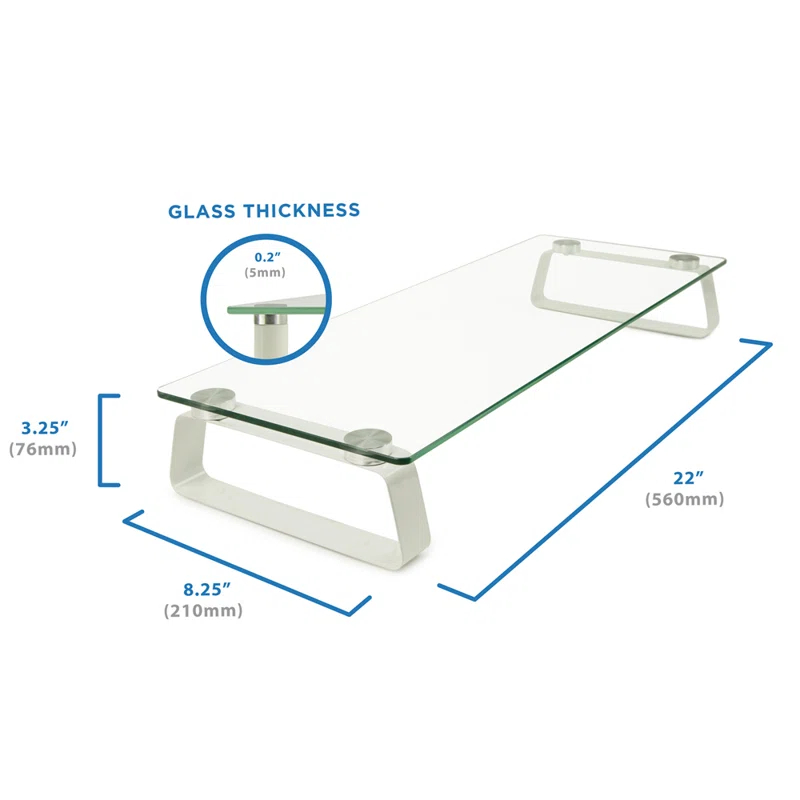 Mount-it Mount-It! Glass Computer Monitor Riser and Laptop Stand, 22 Inches Wide, 44 Lbs. Carrying Capacity