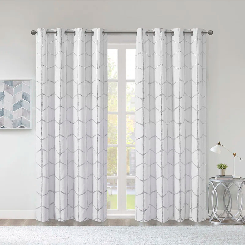 Intelligent Design Raina Total Blackout Metallic Print Grommet Top Curtain Panel