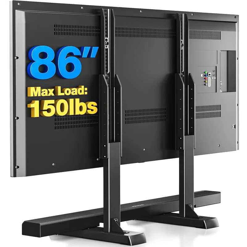 QUALITY FLOORING INC. Table Top TV Stand With Height Adjustable TV Legs, TV Stands Base With Cable Management For Most 37 To 86 Inch Flat Or Curved Tvs, Steel TV Feet Holds Up To 150 Lbs, Max VESA 800X600mm