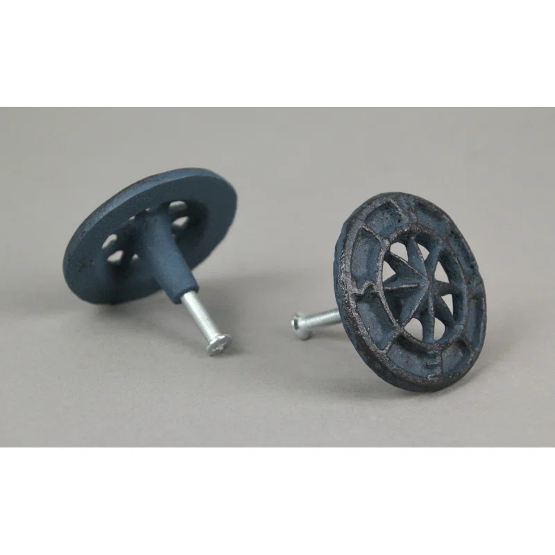 Zeckos Set Of 12 Light Blue Cast Iron Compass Rose Drawer Pulls Cabinet Hardware Knobs (Set of 12)