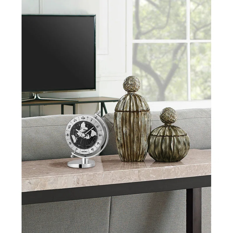 Seiko Silver Globe Tabletop Clock