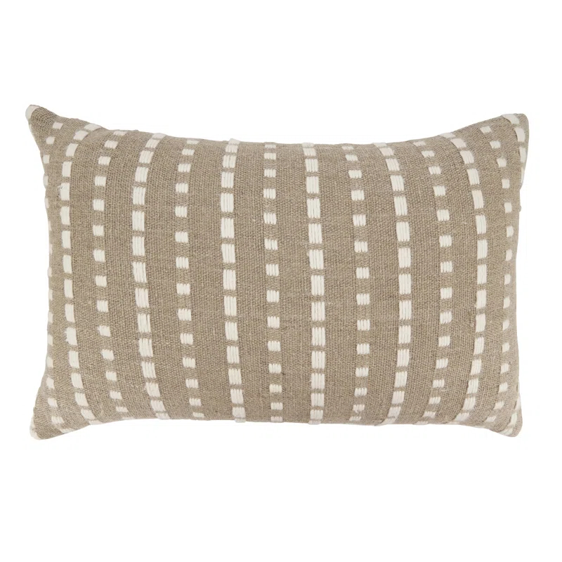 Saro Dudley Collection Striped Cotton Reversible Throw Pillow