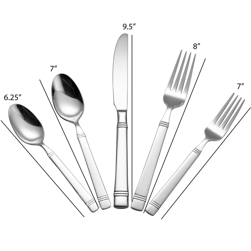 Lorren Home Trends Lorren Home Trends 45 Piece Stainless Steel Flatware Set, Service for 8, Dishwasher Safe