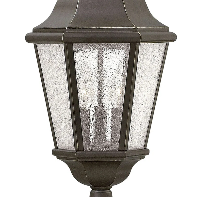Edgewater 27.75-Inch Oil Rubbed Bronze Outdoor Lantern with Clear Seedy Glass