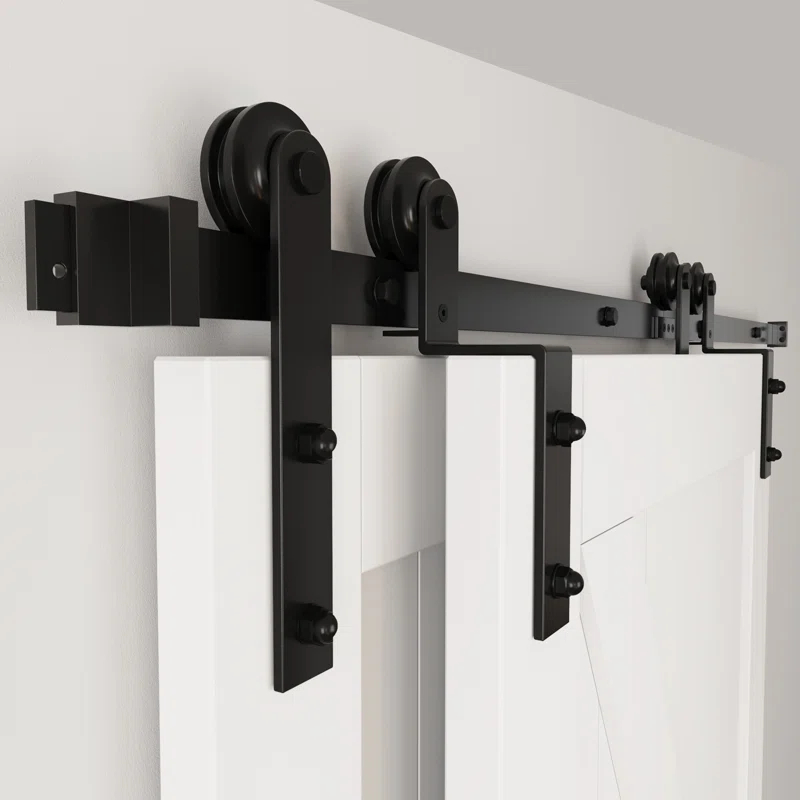 Lazio Steel Double Door Barn Door Hardware Kit Single Bypass