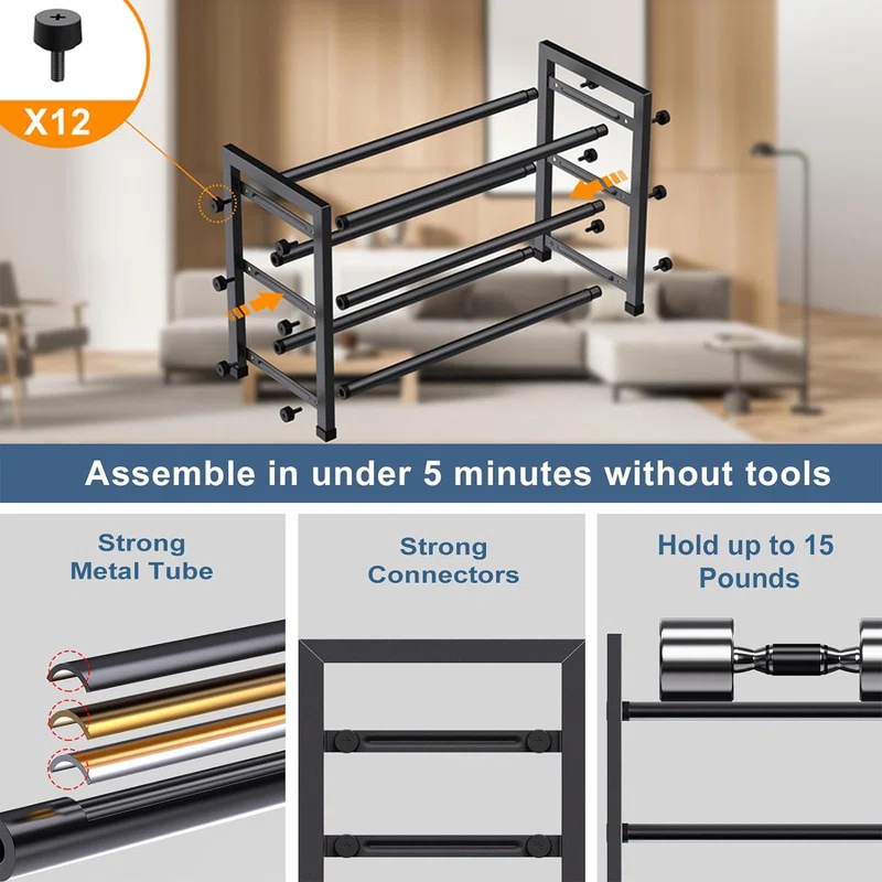 3-Tier Expandable Shoe Rack for Closet, 18''-33''Adjustable Shoe Rack for Small Space,Shoe Organizer