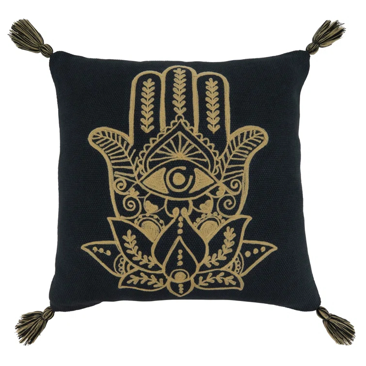 Saro Dinah Collection Embroidered Cotton Throw Pillow
