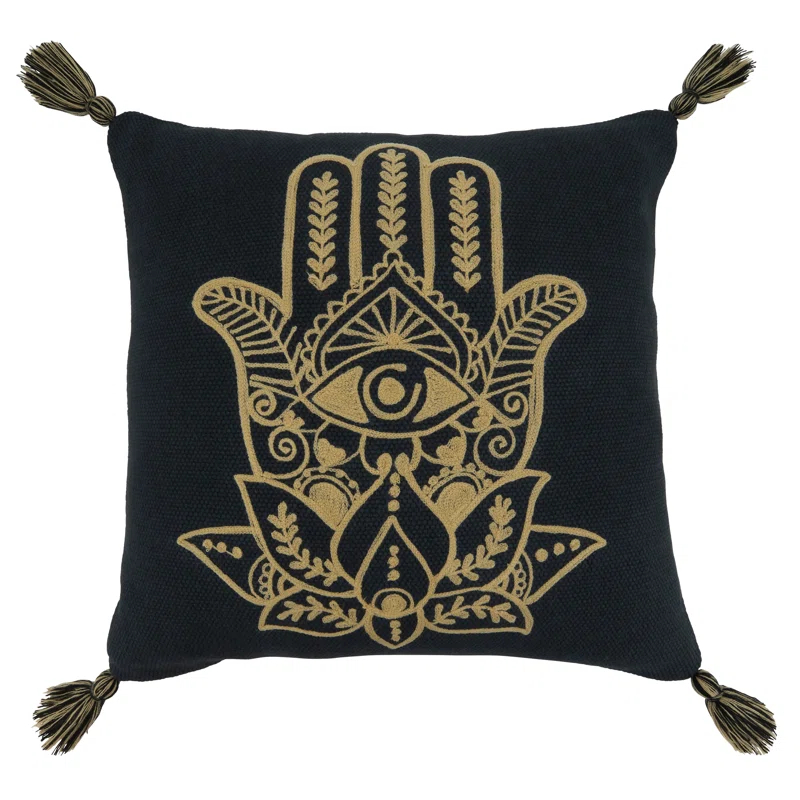 Saro Dinah Collection Embroidered Cotton Throw Pillow