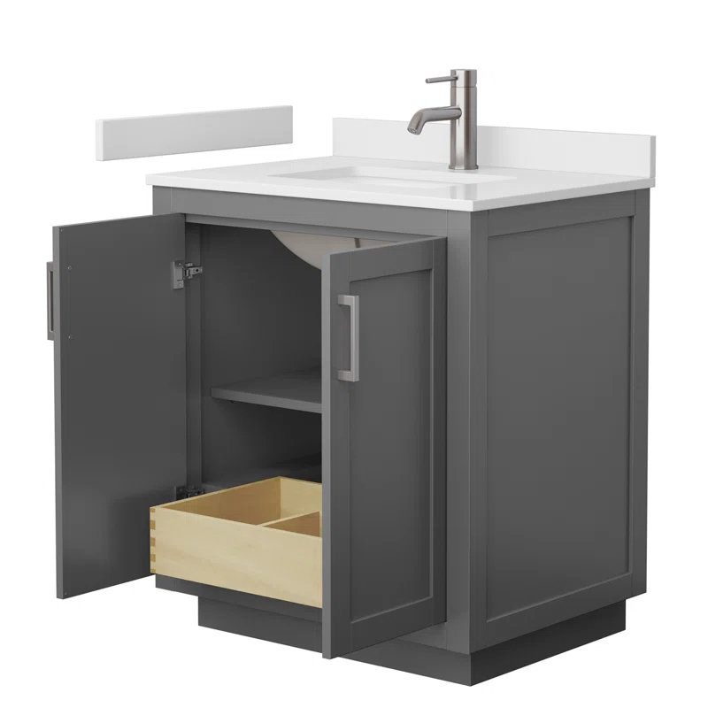 Wyndham Collection Miranda 30" Freestanding Single Bathroom Vanity with Cultured Marble Top