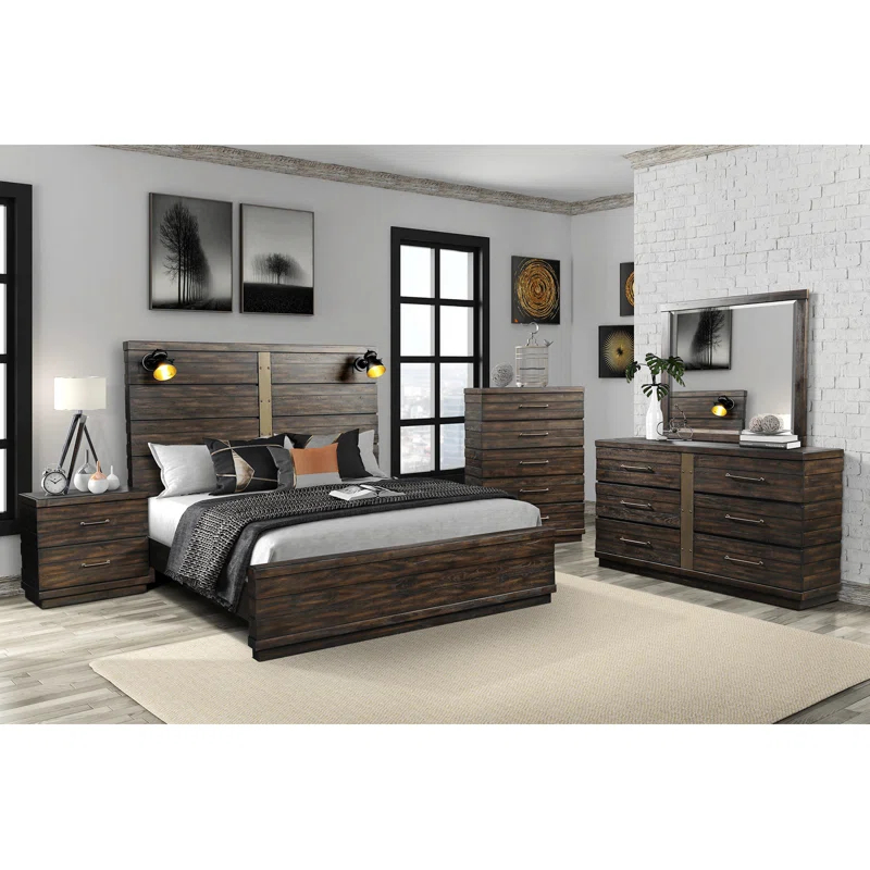 17 Stories Industrial Farmhouse Designed 2 Drawer Nightstand