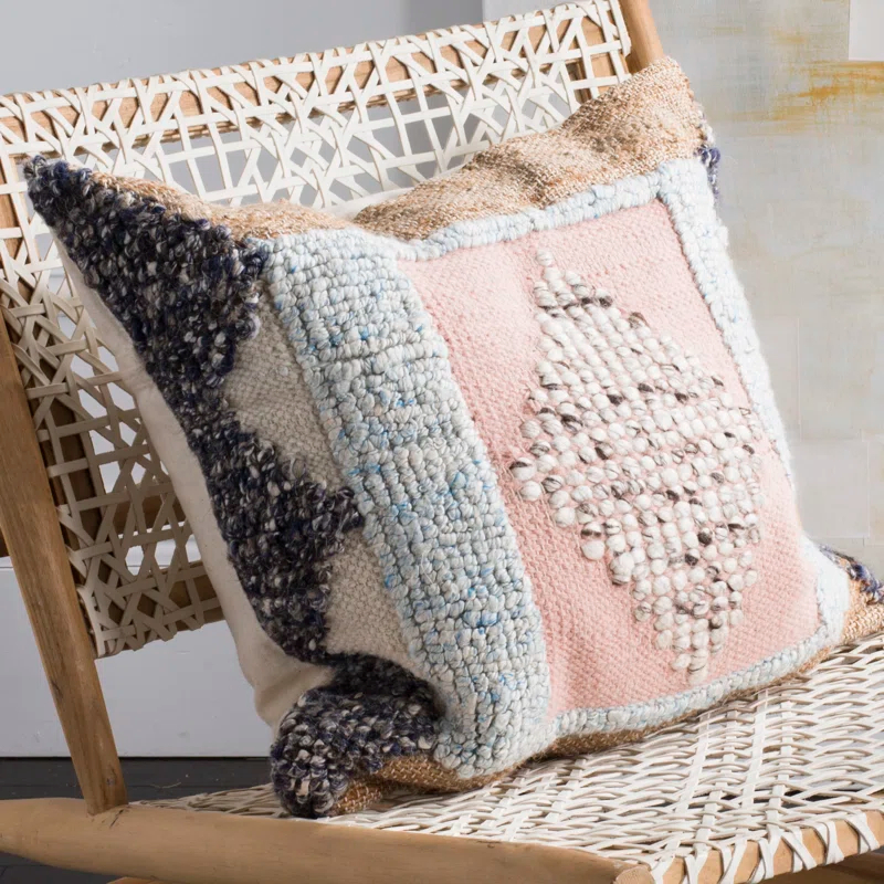 Embroidered Wool Throw Pillow