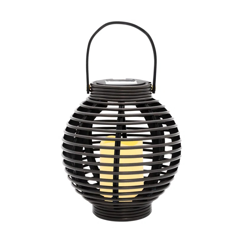 Solar Powered Basket Lantern with LED Candle
