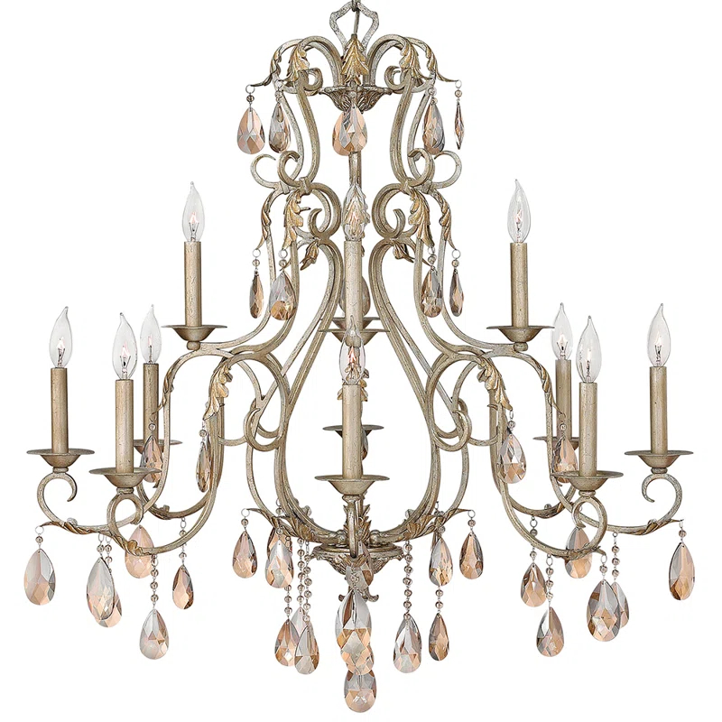 Hinkley Carlton 12 - Light Candle Style Tiered Chandelier with Crystal Accents