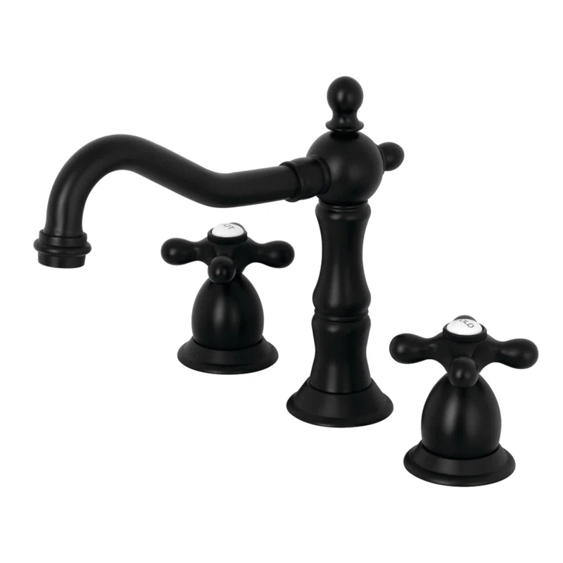 Kingston Brass KS1970AX Kingston Brass Heritage Two-Handle 3-Hole Deck Mount Widespread Bathroom Faucet with Brass Pop-Up Drain