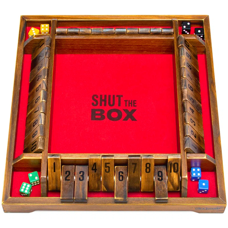 GoSports GoSports Shut the Box Premium Wooden Dice Game, Classic 4 Player Family Board Game