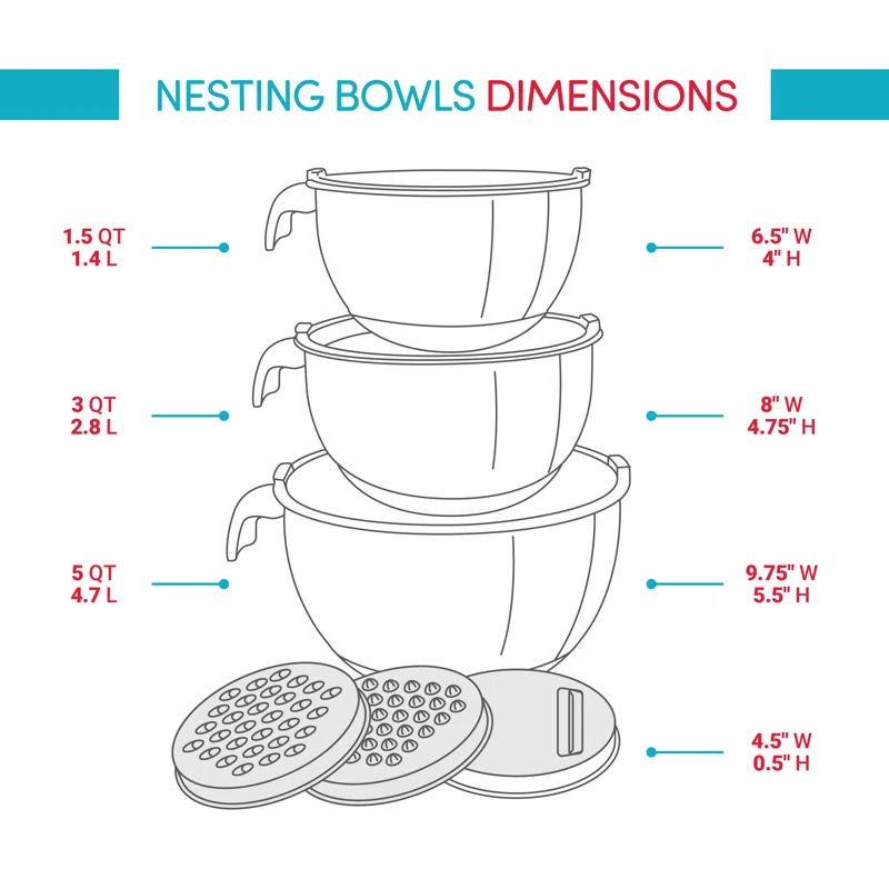 Belwares Stainless Steel Nested Mixing Bowl Set