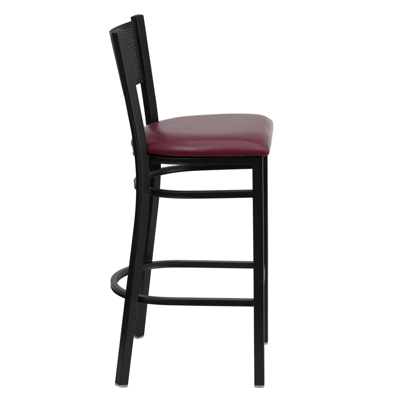 Flash Furniture Miranda Commercial Grade Grid Back Metal Restaurant Barstool with Vinyl Seat