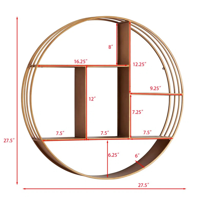 Everly Quinn Round 3 Tier Wall Mounted Floating Shelf for Bathroom