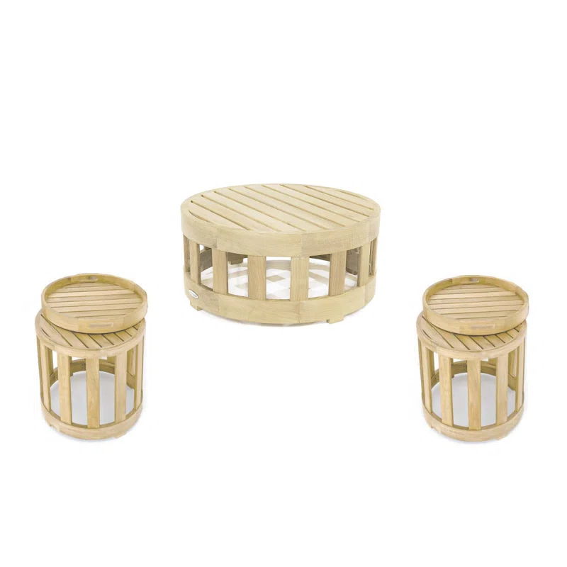 Westminster Teak 3 Piece Round Coffee & End Tables Set
