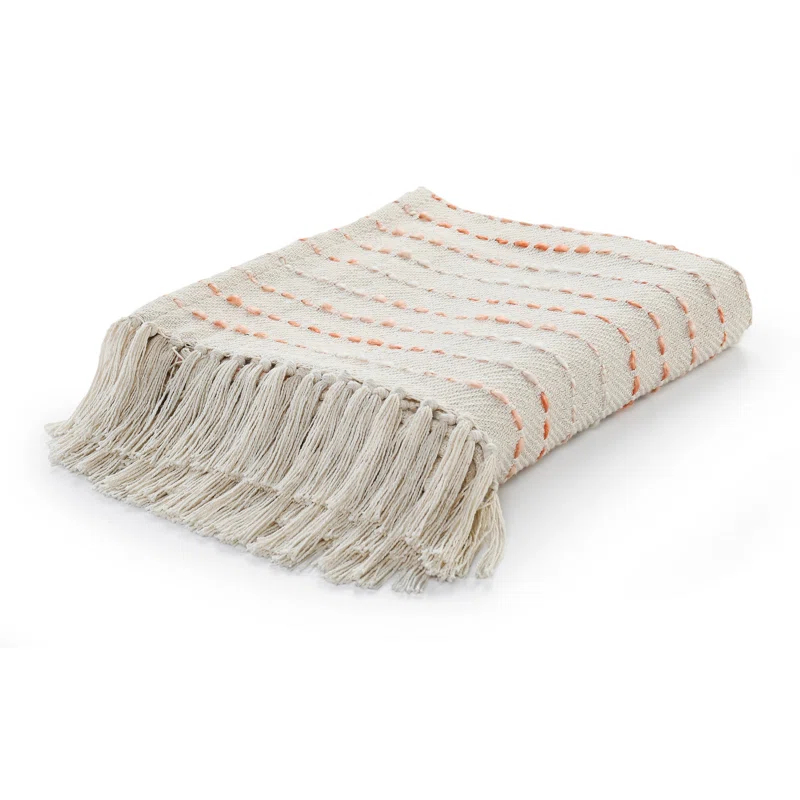 Deep Ombre Striped Handmade Woven Throw Blanket with Fringe