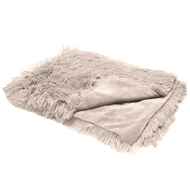QUALITY FLOORING INC. Waterproof Throw Blanket For Dogs & Indoor Cats, Washable - Shaggy Plush Calming Long Faux Fur & Velvet Dog Blanket
