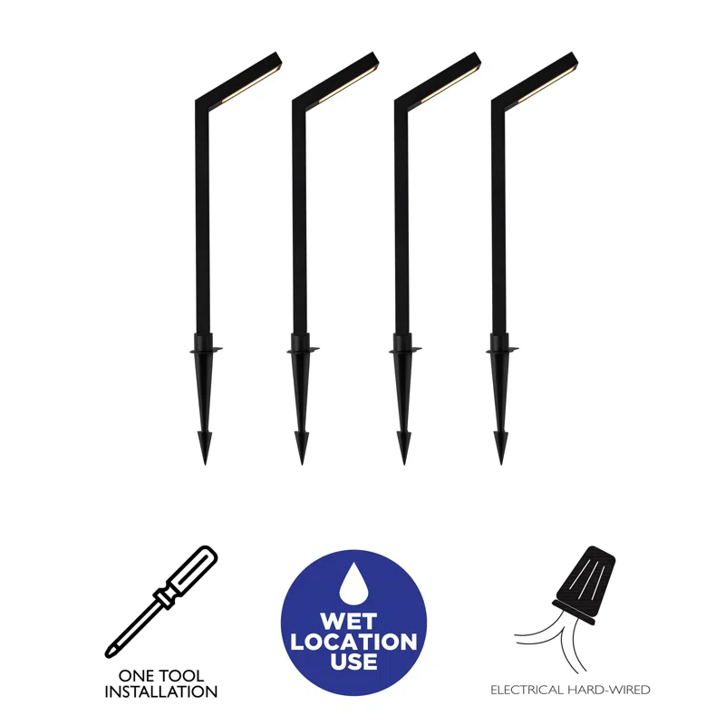 C Cattleya Low-voltage Black Aluminum Led Landscape Path Lights With Frosted Glass Shade(4-pack) (Set of 4)