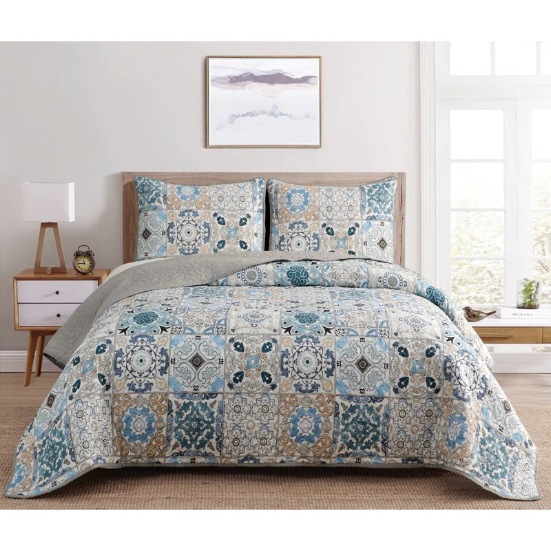 Bed Bath Fashions Dan River Reversible Printed Quilt Set (3 Piece) (Set of 3)