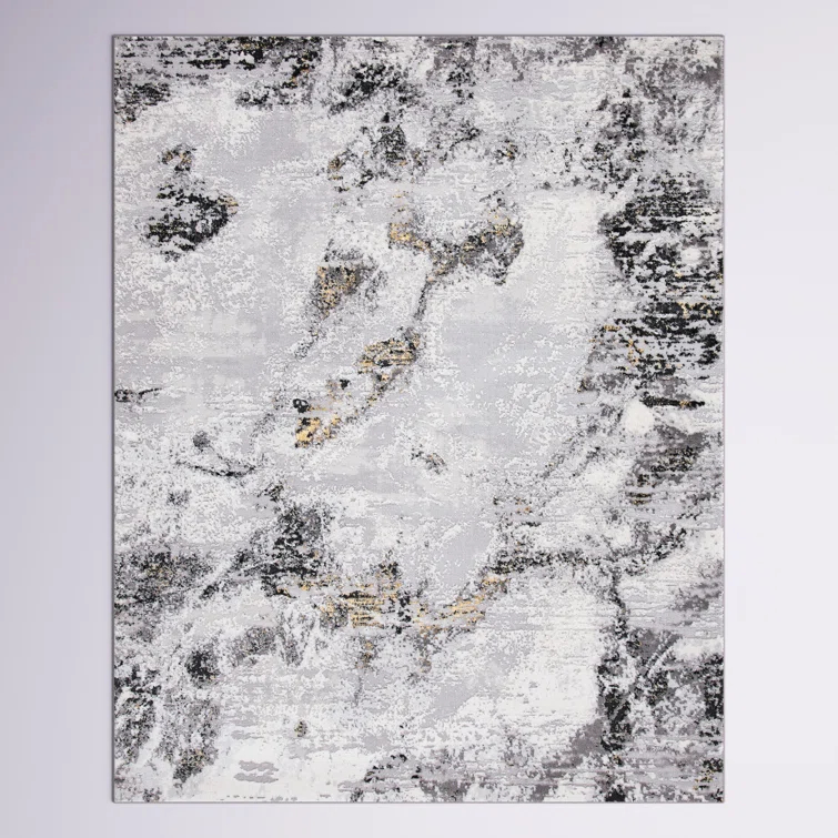 Willa Arlo™ Interiors Battaglia Gray/Gold/Black Area Rug