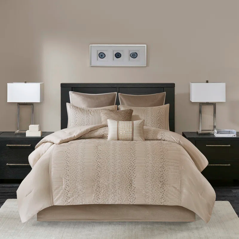 Madison Park Camelia 8 Piece Embroidered Comforter Set