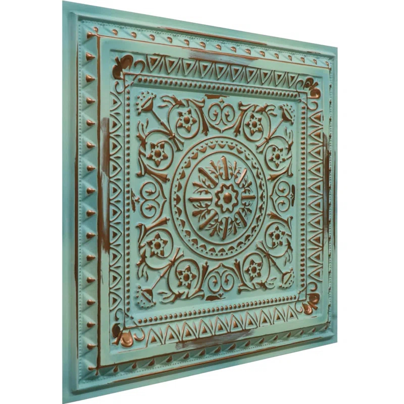 Marseille 24'' W Textured PVC Drop-In Ceiling Tile In Antique Gold