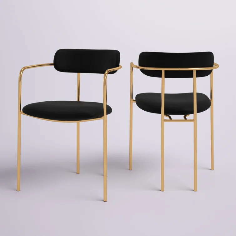 Etta Avenue™ Bellatrix 18'' H Velvet Upholstered Metal Armchair (Set of 2)