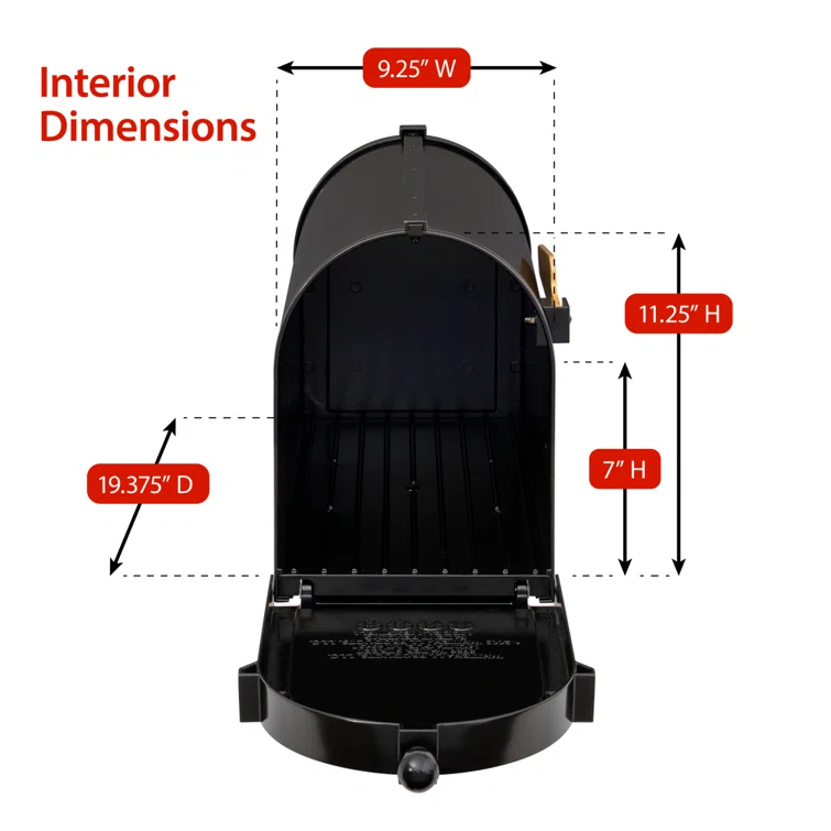 Extra Large Black and Gold Aluminum Post Mount Mailbox