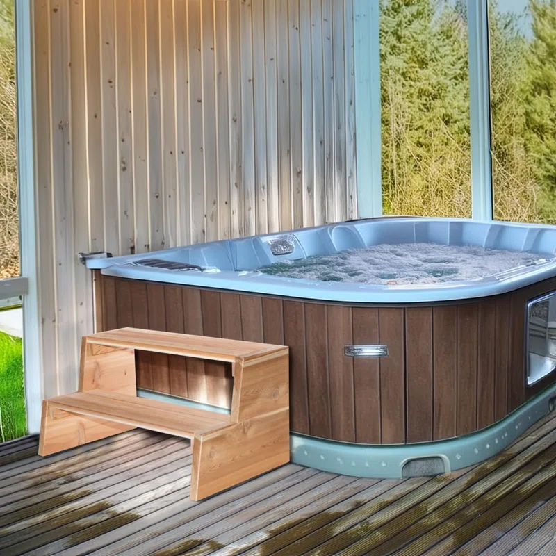 All Things Cedar All Things Cedar 21'' D , Antimicrobial Hot Tub Step in Natural Cedar