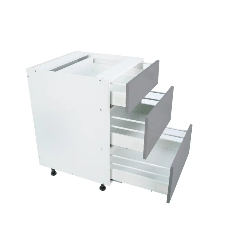 Cambridge Ready to assemble Matte Gray Base Kitchen Cabinet, 3 Drawer