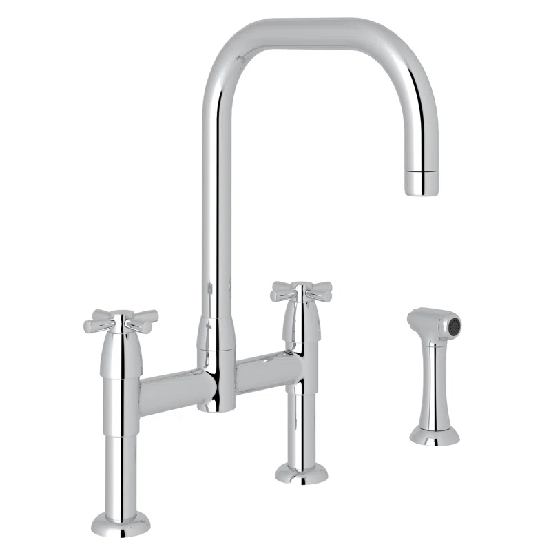 Perrin & Rowe U.4278X-APC-2 Holborn Bridge Kitchen Faucet With U-Spout and Side Spray
