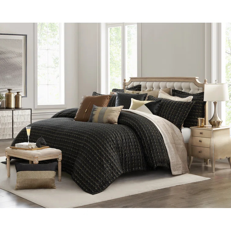 Cloud9 Design Onyx Black Striped Duvet Set