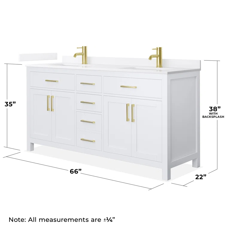 Wyndham Collection Beckett 66" Freestanding Double Bathroom Vanity with Quartz Top