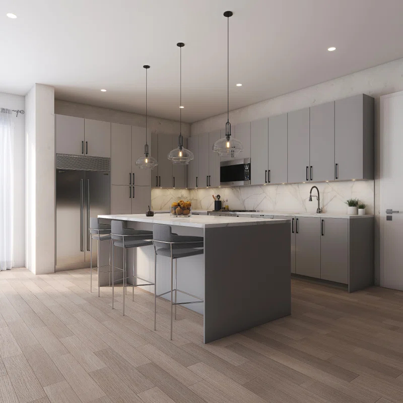 Cambridge Ready to assemble Matte Gray Base Kitchen Cabinet, 3 Drawer