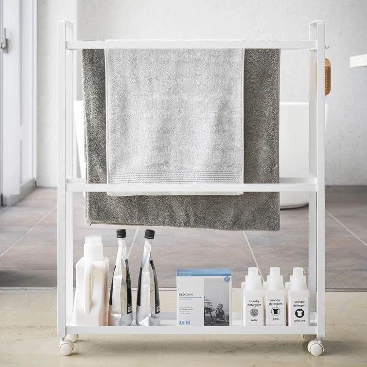 Yamazaki Home Tower Yamazaki Home Towel Rack And Bath Cart, Rolling Bathroom Storage Organizer 4292