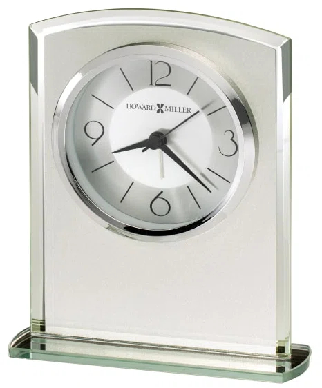 Glamour Modern & Contemporary Analog Silver Quartz Movement / Crystal Tabletop Clock with Alarm in Glass