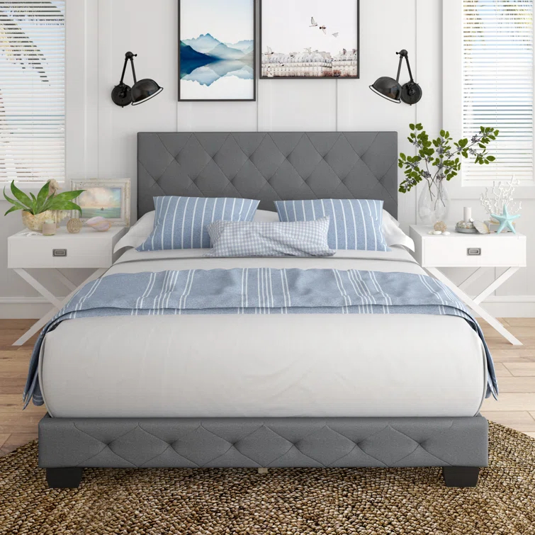 Boyd Sleep Boyd Sleep Chloe Linen Upholstered Bed Frame with Adjustable Headboard, Sturdy Wood Slat System, No Box Spring Required