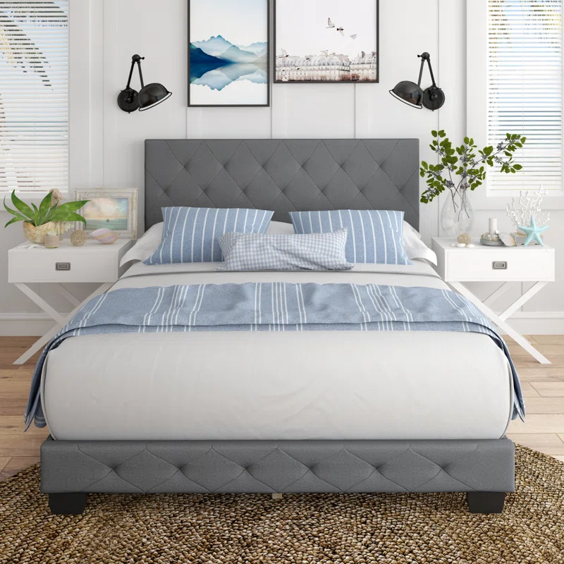 Boyd Sleep Boyd Sleep Chloe Linen Upholstered Bed Frame with Adjustable Headboard, Sturdy Wood Slat System, No Box Spring Required