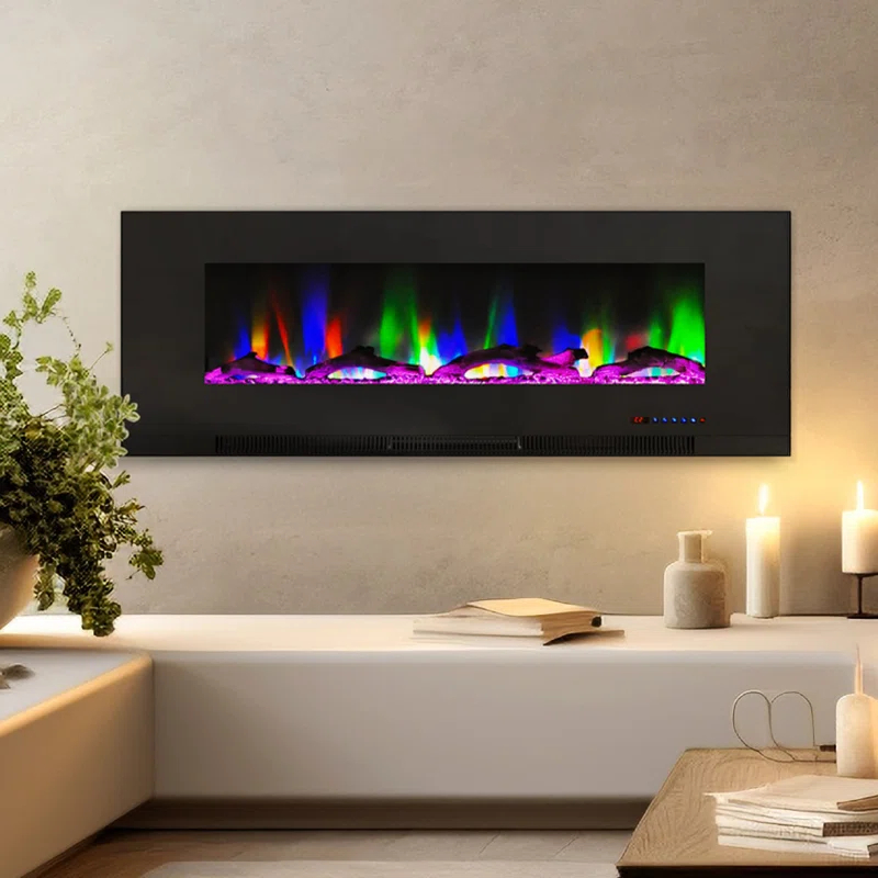 Cambridge Cambridge Wall Mount Electric Fireplace Heater with Remote Control for Indoor Use in Living Room, Bedroom, Home Office