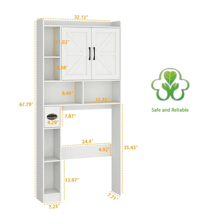 Gracie Oaks Farmhouse Storage Cabinet Over Toilet With 2 Barn Door