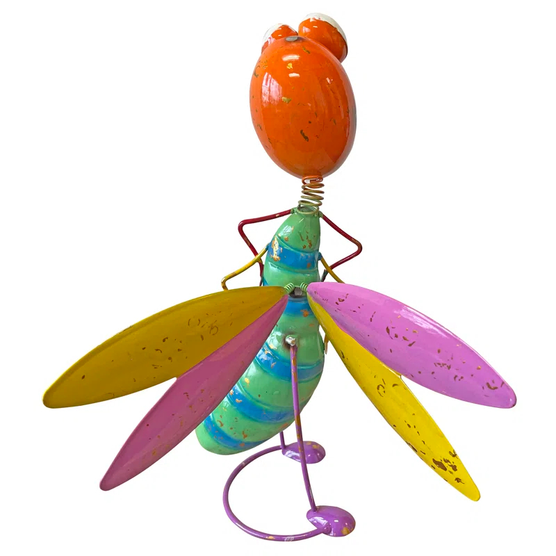 Enameled Metal Bug Garden Statue
