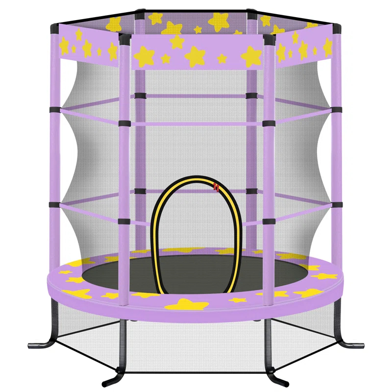 wendeway 55 Inch Kids Trampoline With Safety Enclosure Net | Wayfair
