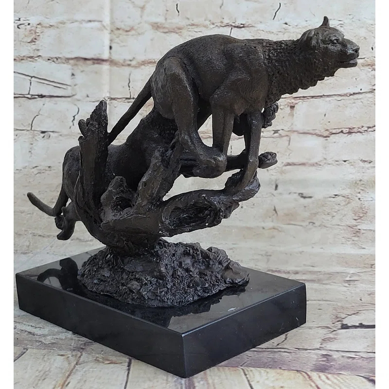 Bungalow Rose Henry Moore Cougar Jaguar Puma Wild Life Bronze Sculpture Statue Figurine Figure